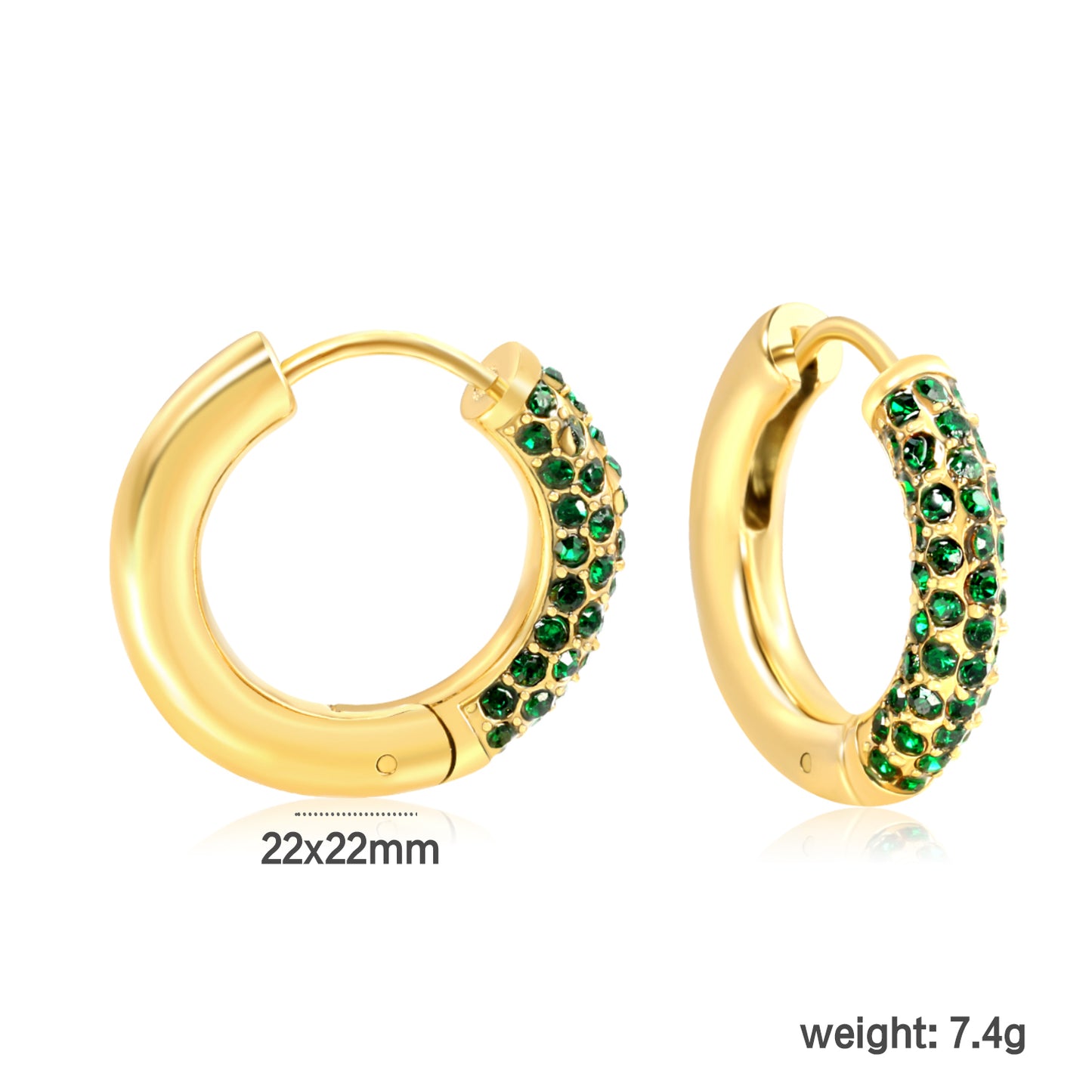 22*22mm Gold Plating Zircon Copper Earrings Hot Sell Jewelry Trendy Fashion Wholesale