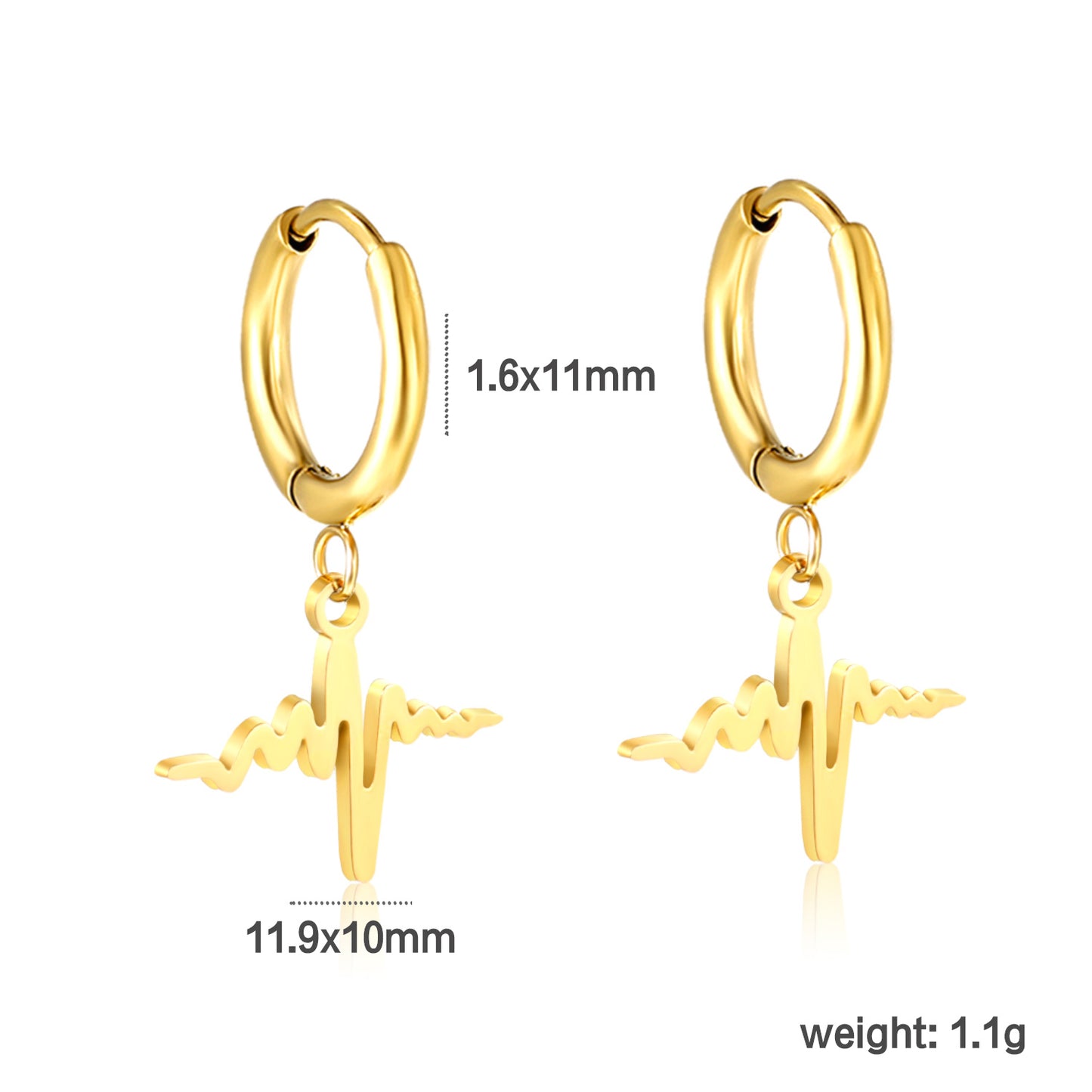 PVD 18k Gold Stainless Steel Hoop Earrings Women Punk Hip Pop Pendant