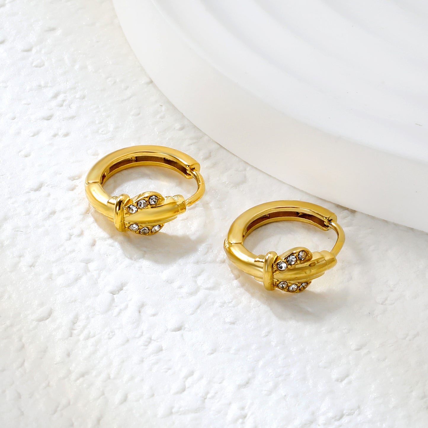 Bulk 4.2x8mm Three Angled Square Zircon Earrings | 2.2mm 10mm Inner Diameter Hook | Gold Plated Stainless Steel Fashion Jewelry