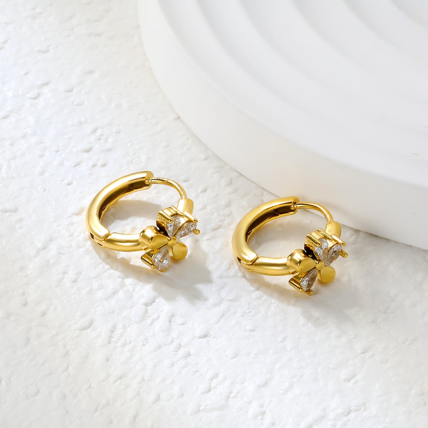 ✨ Wholesale Gold Floral & Butterfly Ear Cuffs - 6.2-10mm Designs w/ White Zircon | 10mm Adjustable Stainless Steel (1.6-2.5g)