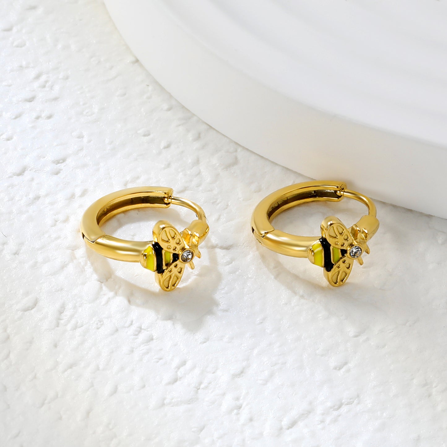 Wholesale Nature-Inspired Earrings – Butterfly & Bee Designs with White Zircon/Czech Glass (Gold Stainless Steel, 2.2mm French Hook)