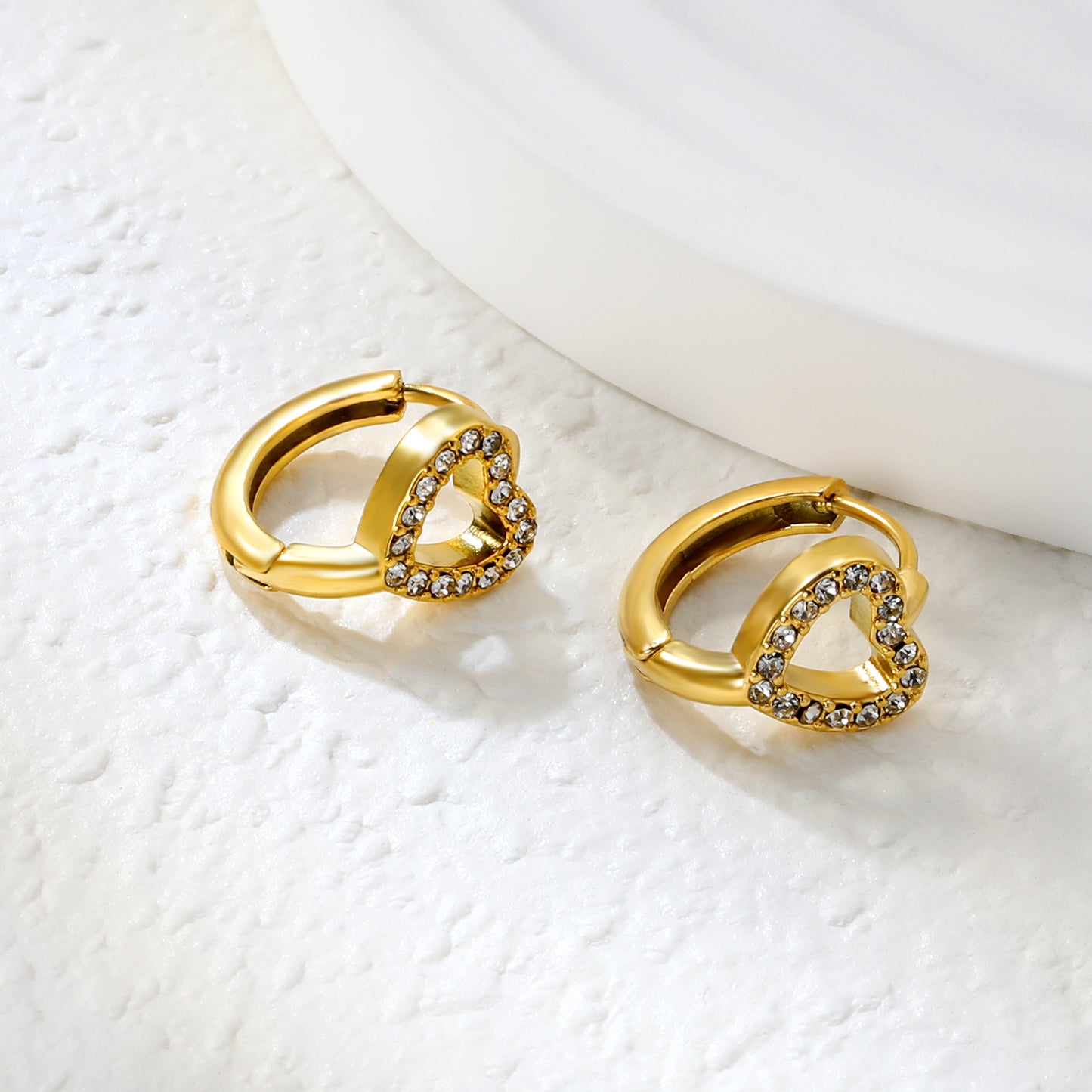 ✨ Wholesale Gold Stainless Steel Ear Cuff Set - 5 Geometric Designs w/ White Crystals | 10mm Adjustable (1.7-2.2g)