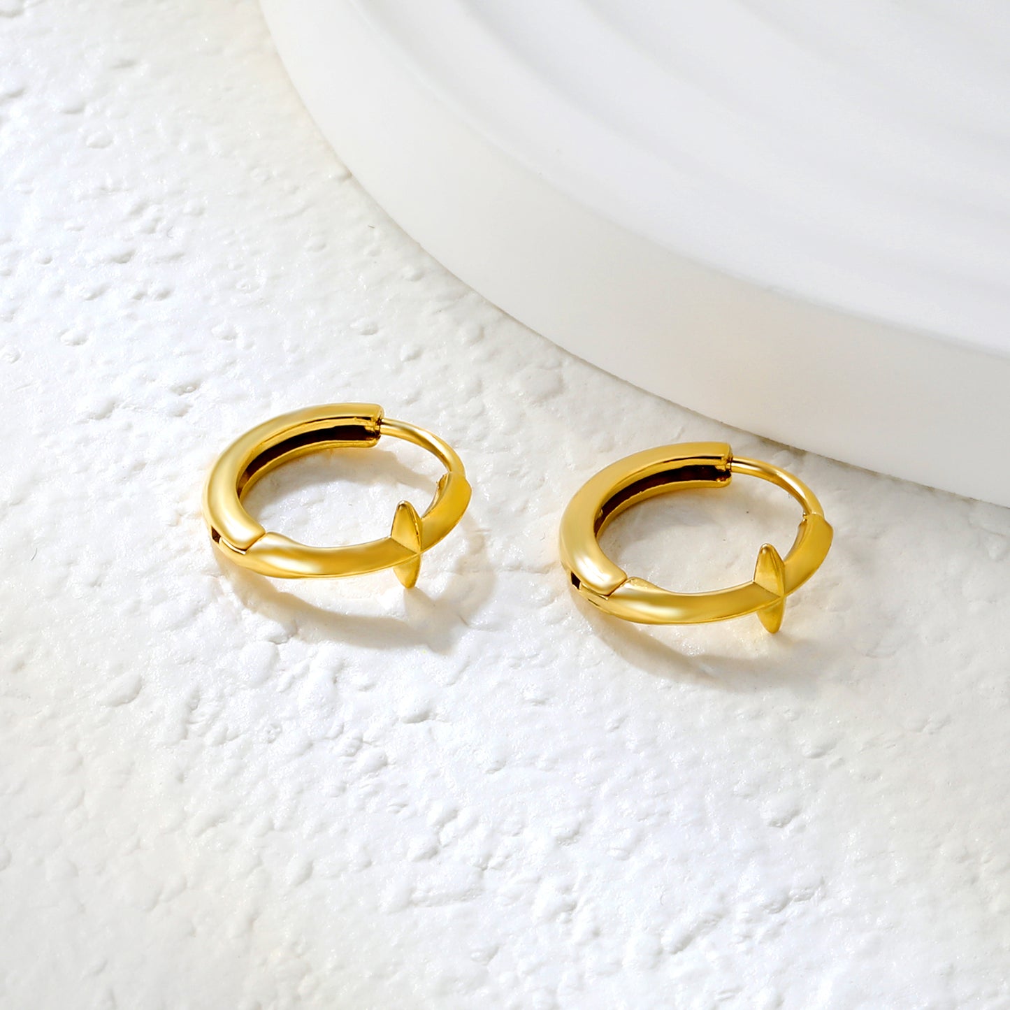 Wholesale Zircon Hoop Earrings – 18K Gold Plated Stainless Steel, Hypoallergenic Jewelry in Bulk