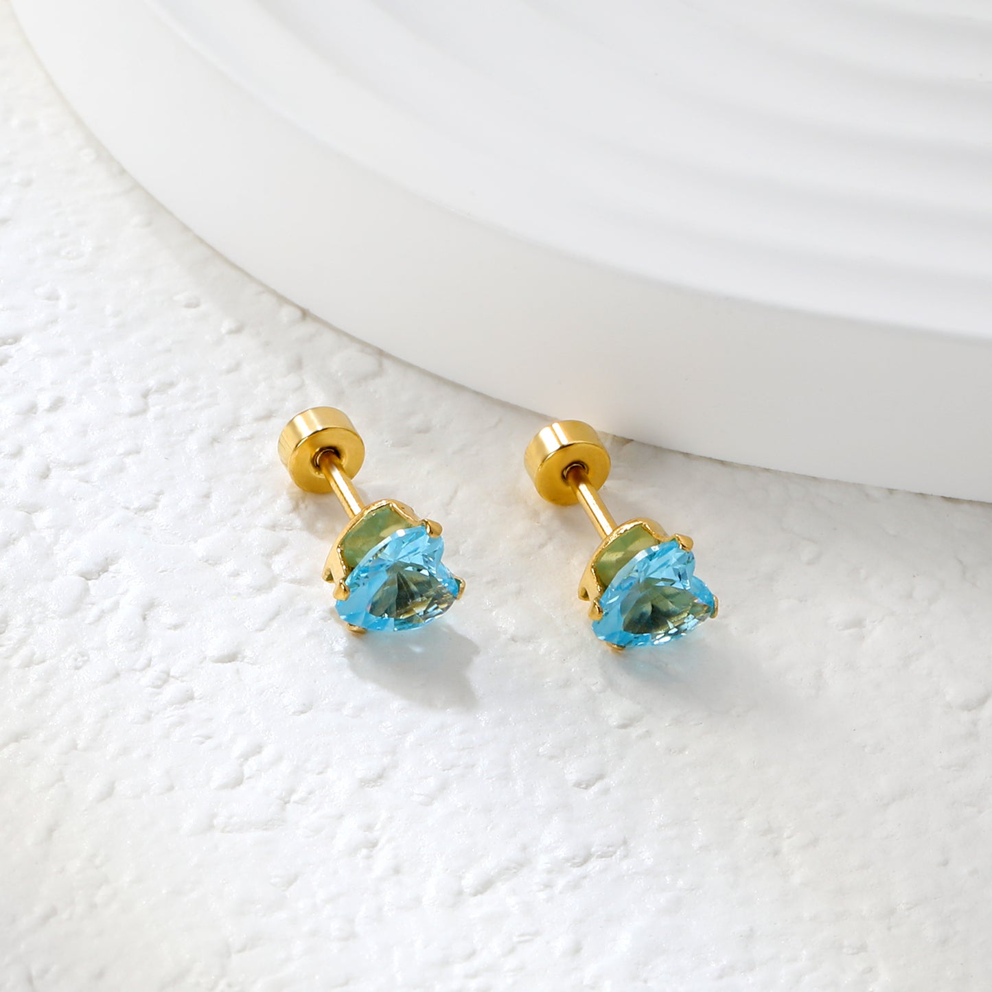 ✨ 6mm Heart Twist Plugs Wholesale Gold Spiral Ear Gauges with Black/Blue Diamonds | Hypoallergenic Body Jewelry Bulk