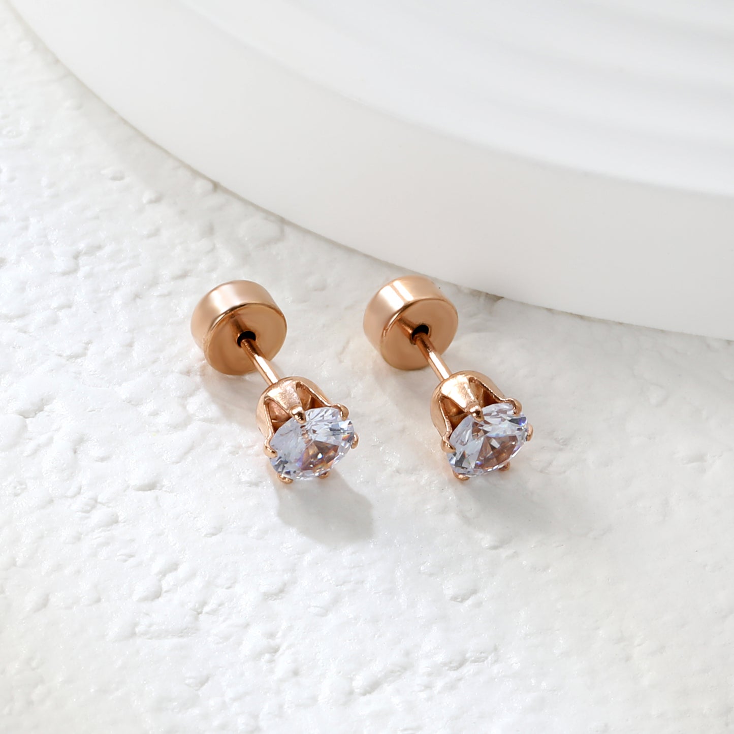 ✨ Wholesale 5mm Rose Gold Press Studs Snap-On Earring Posts | 1g Secure Stainless Steel Backings (100-Pack Bulk)