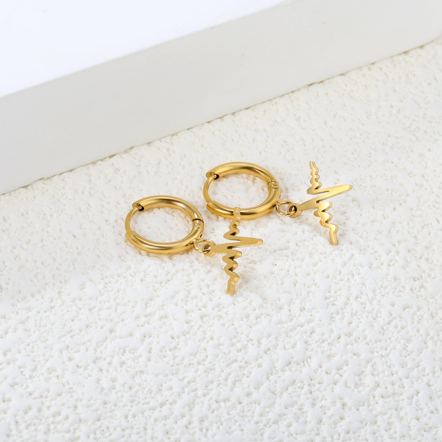 PVD 18k Gold Stainless Steel Hoop Earrings Women Punk Hip Pop Pendant