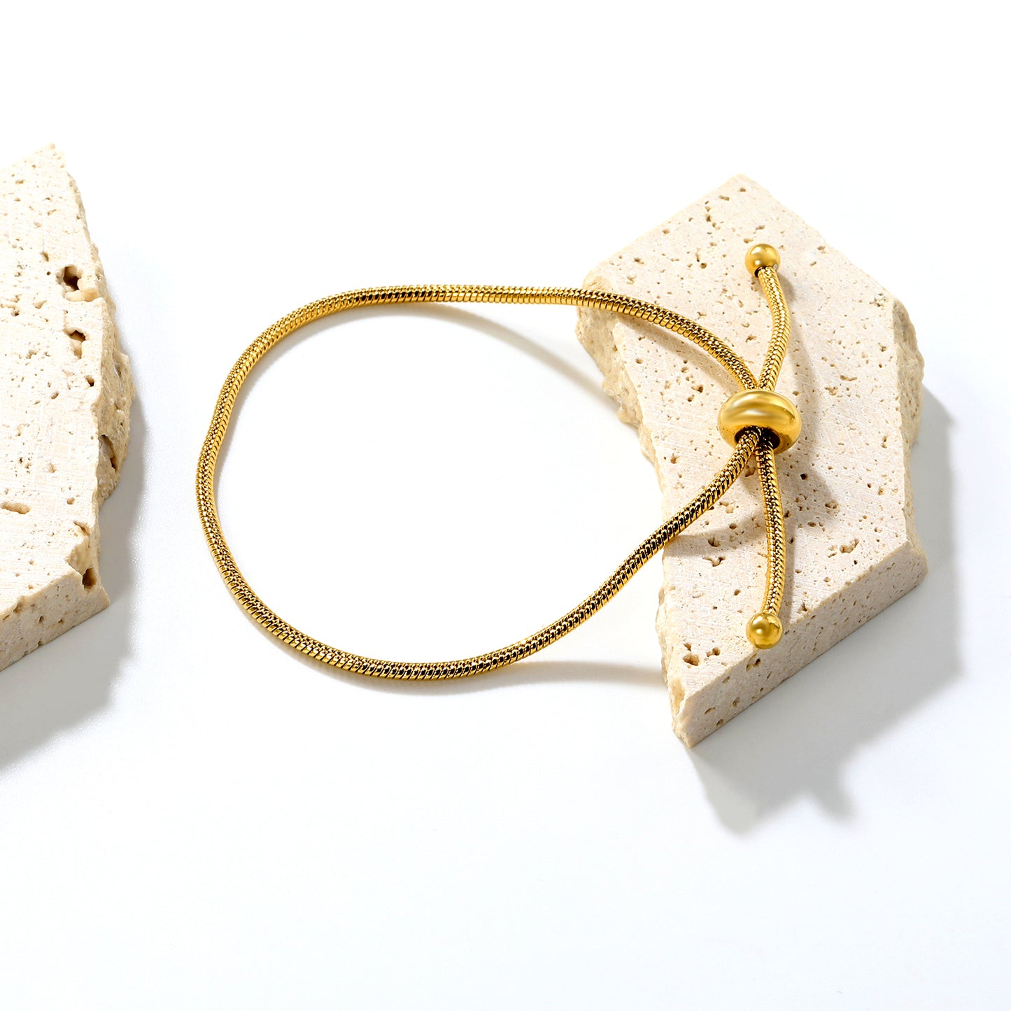 ✨ Wholesale Gold Stainless Steel Hollow Circle Bracelet - 4.6x8.9mm Links | Adjustable 23cm (5.7g)