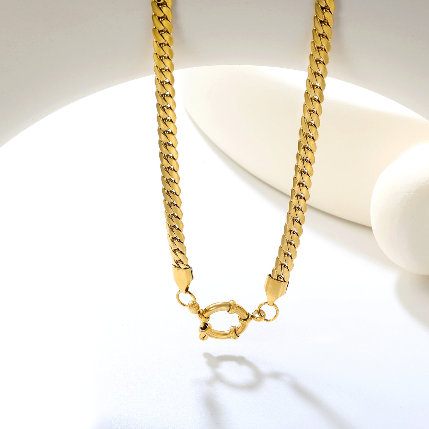 Wholesale 5.0mm Gold Dragon Chain Necklace | 43cm Stainless Steel Rope Chain | 14.1mm Round Lobster Clasp | Bulk Men's & Women's Jewelry