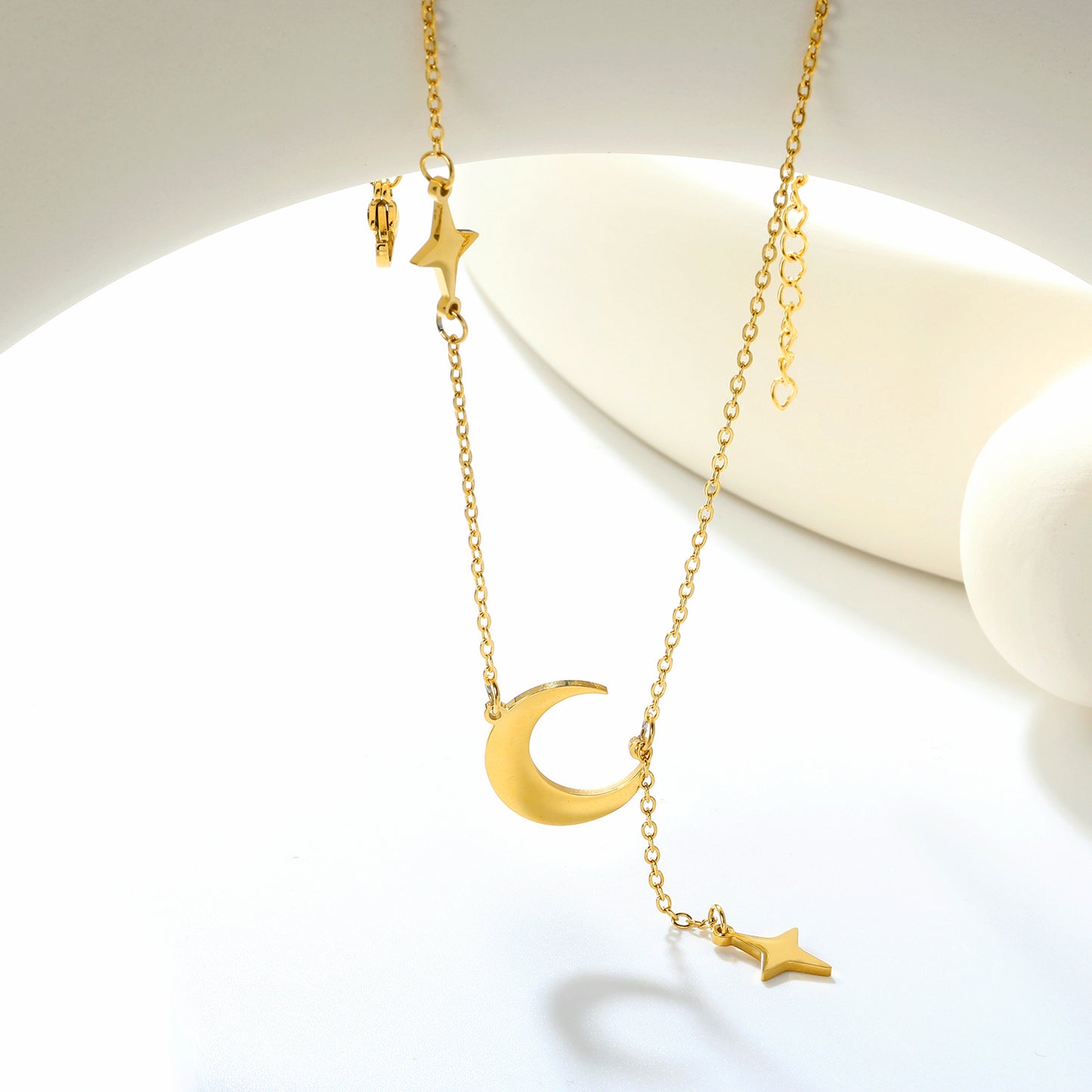 ✨ Celestial Charm Necklace Wholesale 4cm Tassel + Moon & Star Pendants | Adjustable 42+5cm Chain | Dual-Tone Options