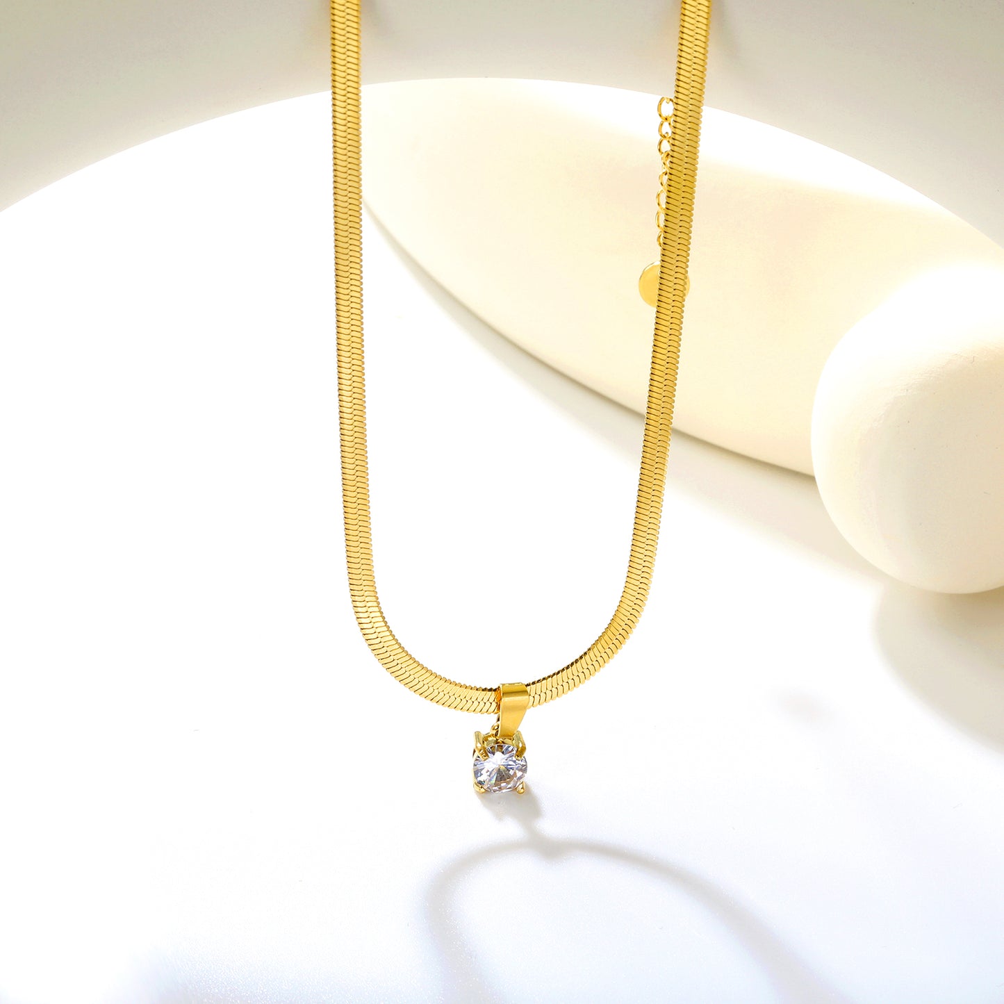 ✨ Wholesale Gold Necklace Set - 5.9mm White Zircon & 11.5x10.6mm Black Heart Pendants | 3.2mm/3.3mm Blade Chains 40+5cm