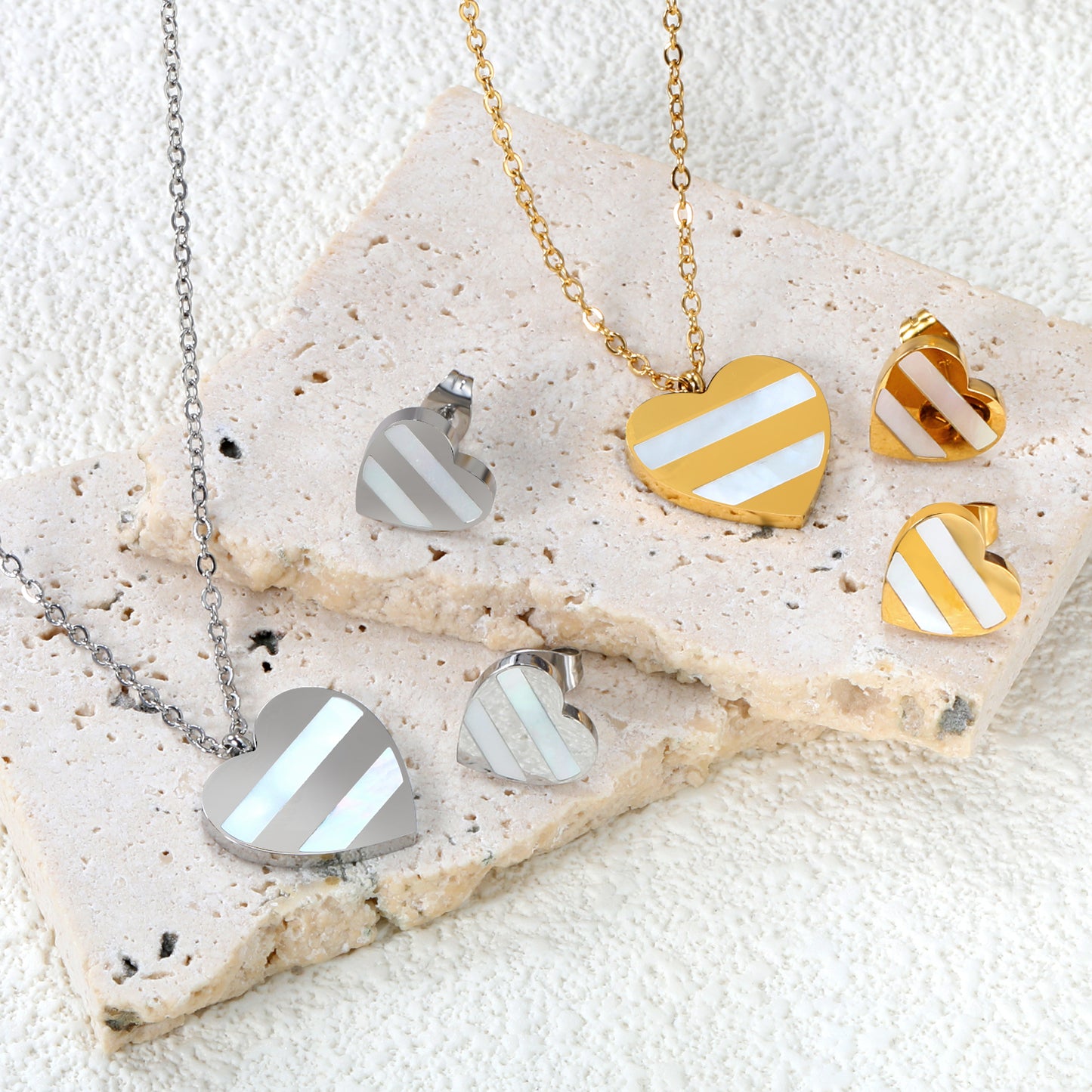 ✨💕 18K Gold plated Jewelry Set Wholesale (MOQ 12+) | Stainless Steel Necklace & Earrings 🌍 | Hypoallergenic Luxury Gift Set