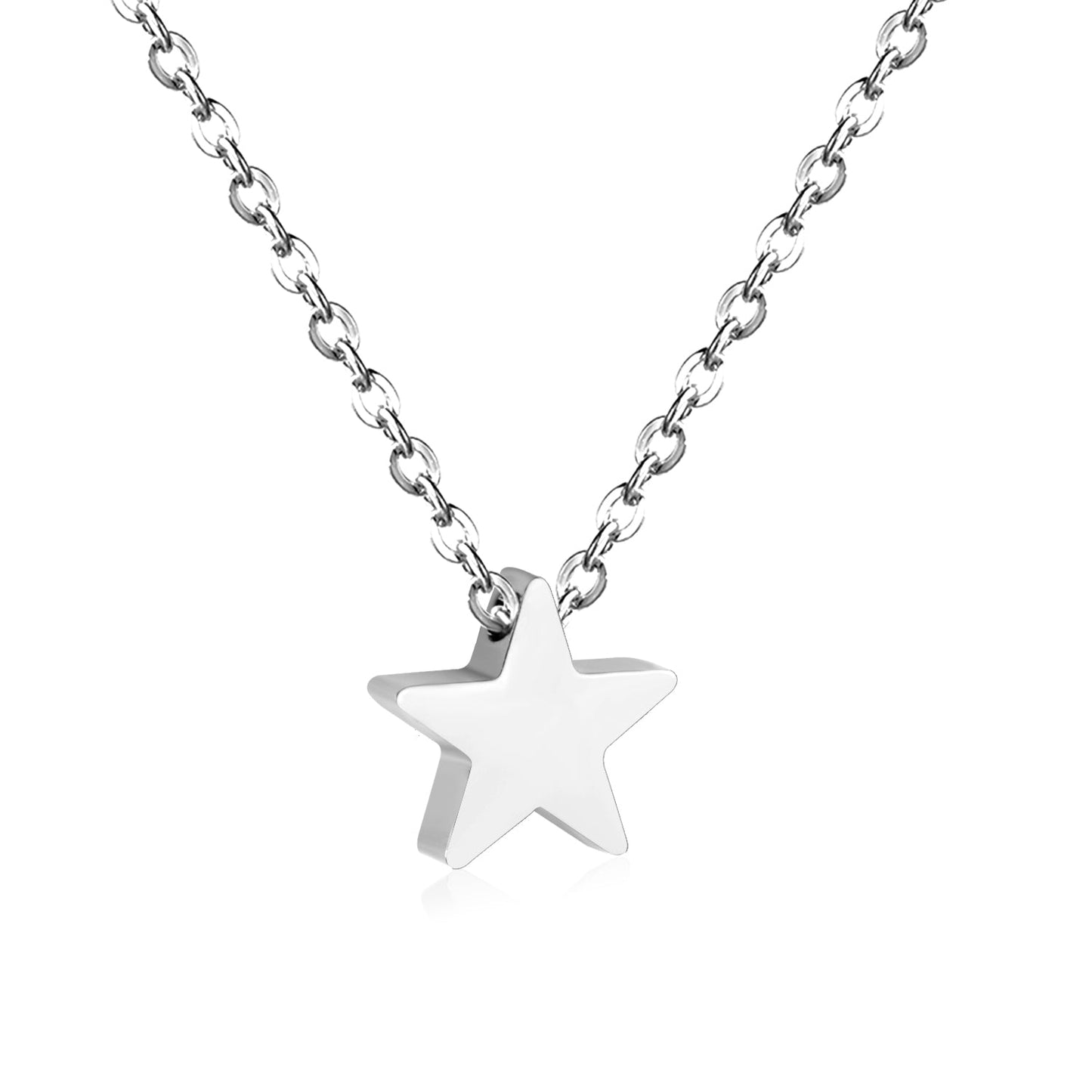Wholesale Rose Gold & Gold & Steel Glossy Star Pendant Necklace