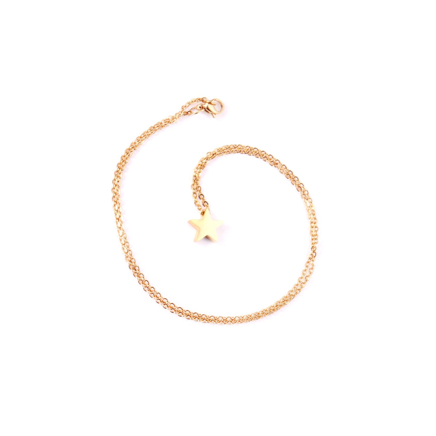 Wholesale Rose Gold & Gold & Steel Glossy Star Pendant Necklace