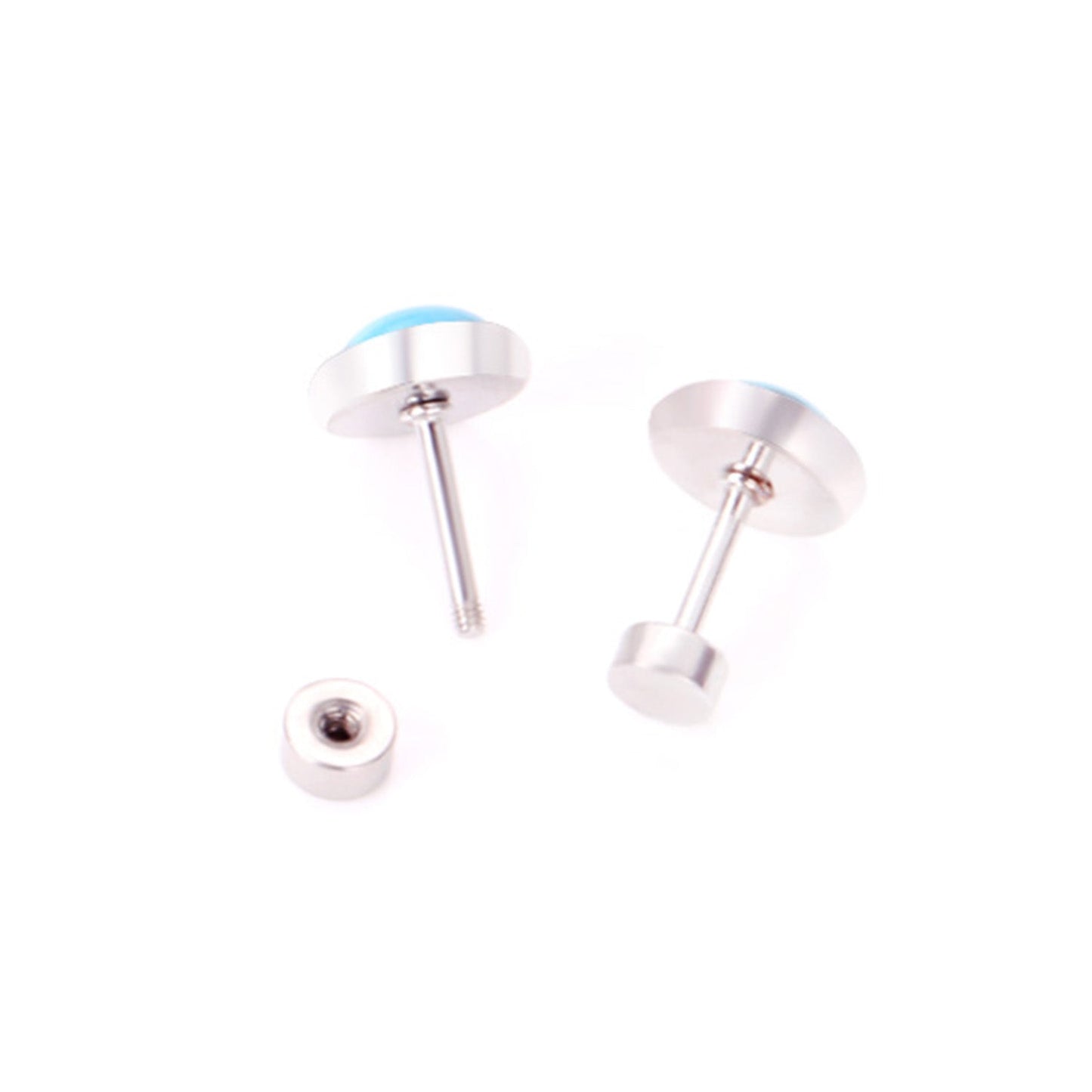 12 pairs 4mm/6mm/8mm Steel Color/Gold Turquoise Screwback Earrings
