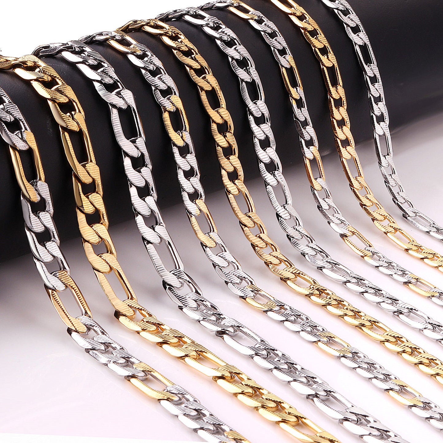 Fashion 6mm & 8mm &10mm Mixed Color & Gold & Steel Color Long Necklace DIY Matching Chain