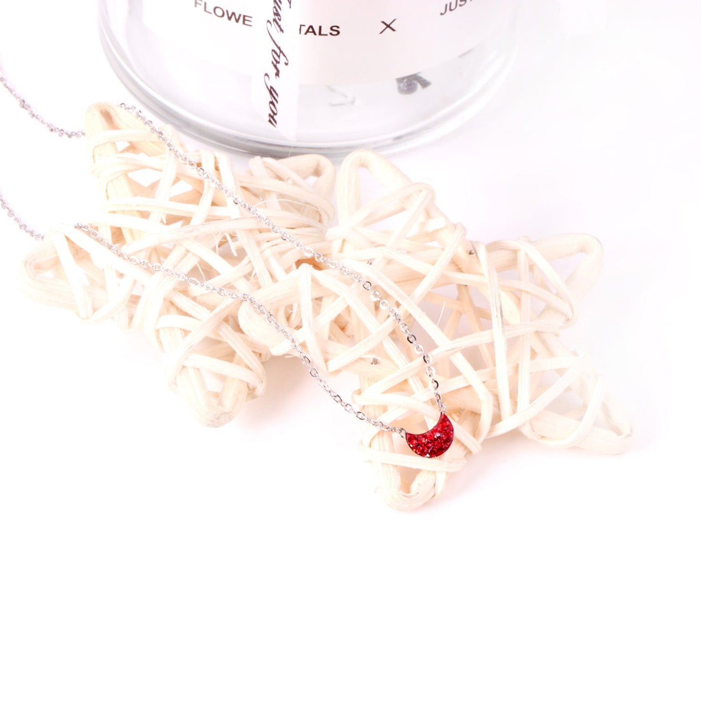 Multiple Colors Moon Shaped Dip Black Black Mineral Red Pink Champagne Dark Blue White Clay Necklace