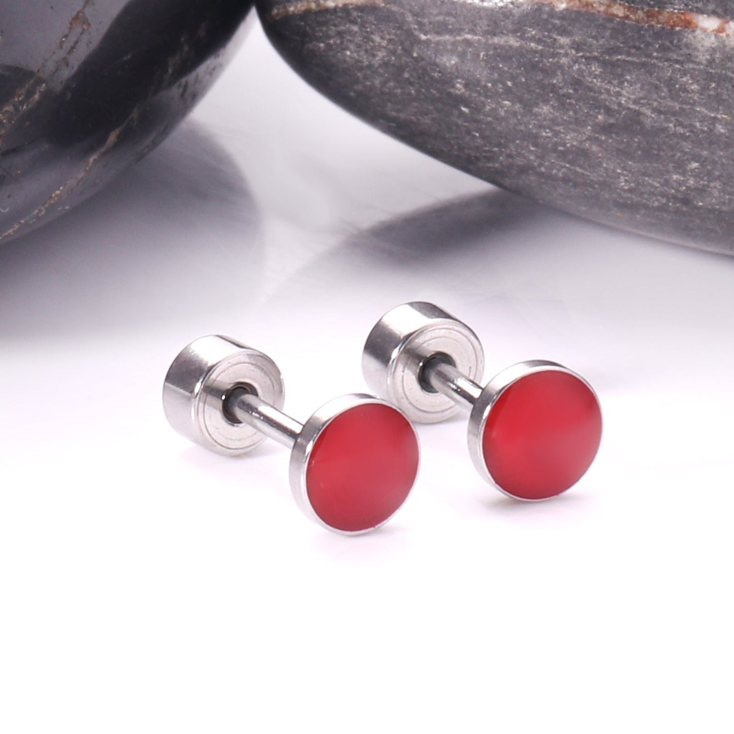 12 pairs 5mm Steel / Goldtone Round Mixed Color Screwback Stud Earrings