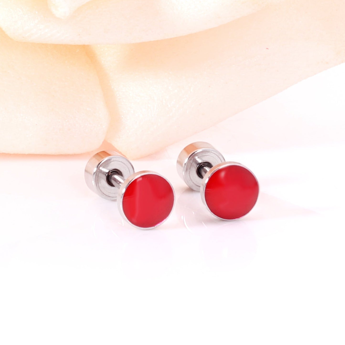 12 pairs 5mm Steel / Goldtone Round Mixed Color Screwback Stud Earrings