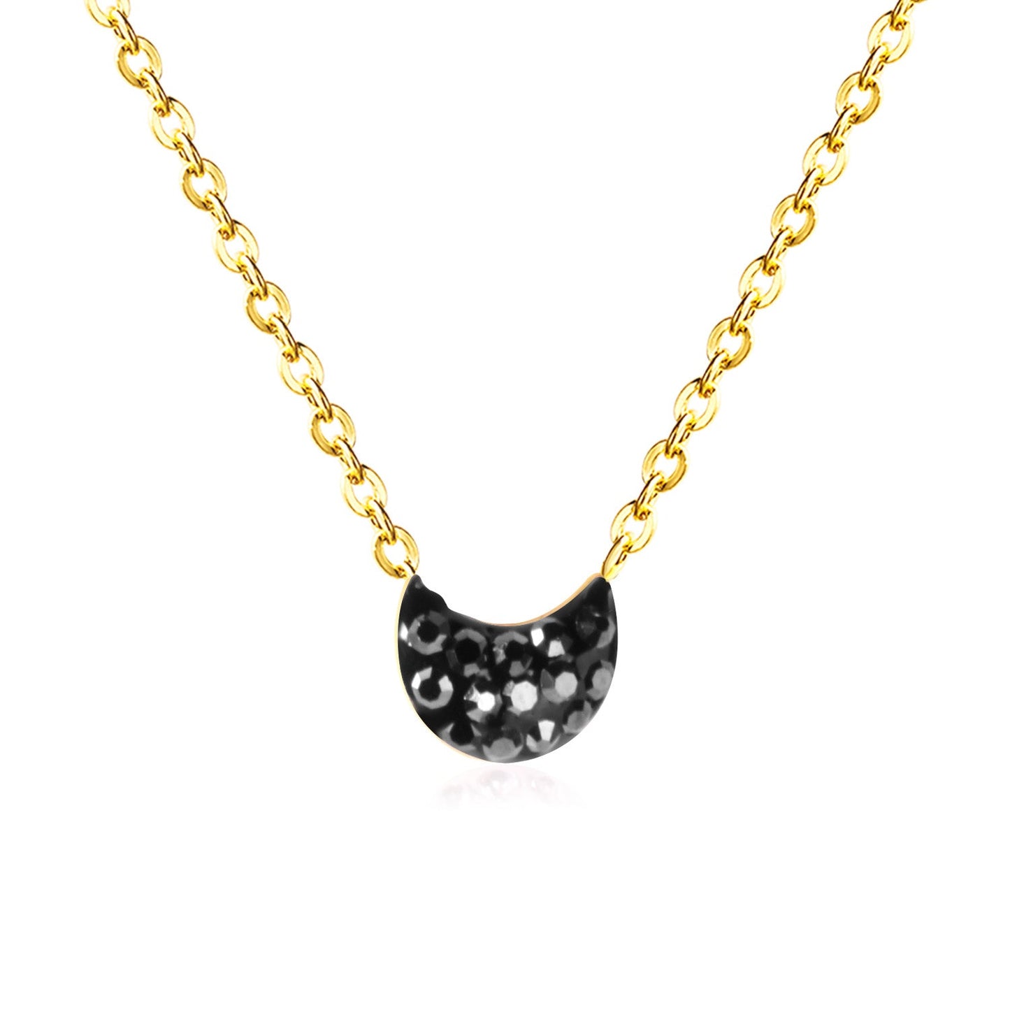 Multiple Colors Moon Shaped Dip Black Black Mineral Red Pink Champagne Dark Blue White Clay Necklace