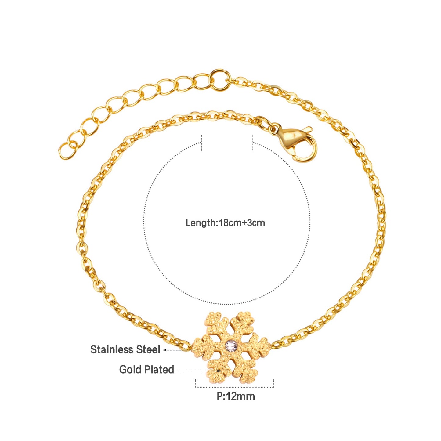Frosted Accessory Bracelet with Diamonds 12mm 18+3cm