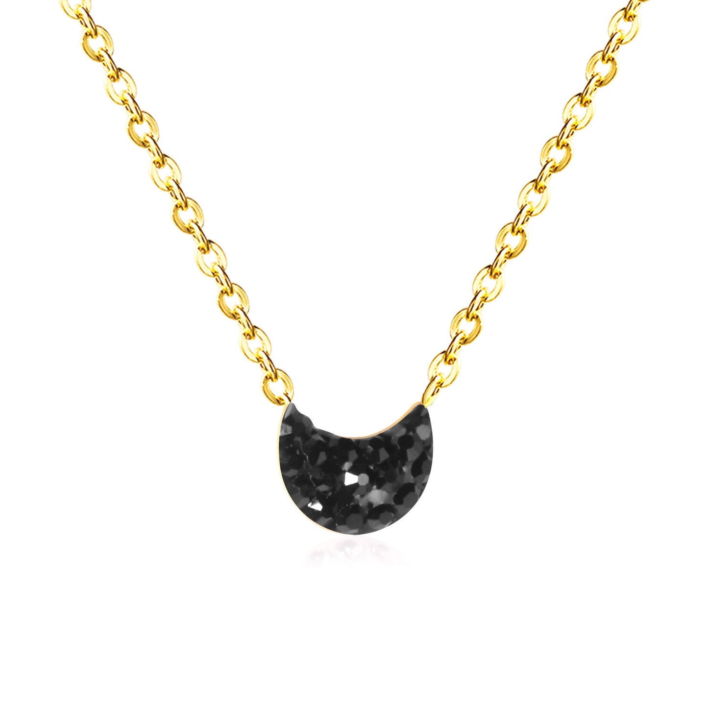 Multiple Colors Moon Shaped Dip Black Black Mineral Red Pink Champagne Dark Blue White Clay Necklace