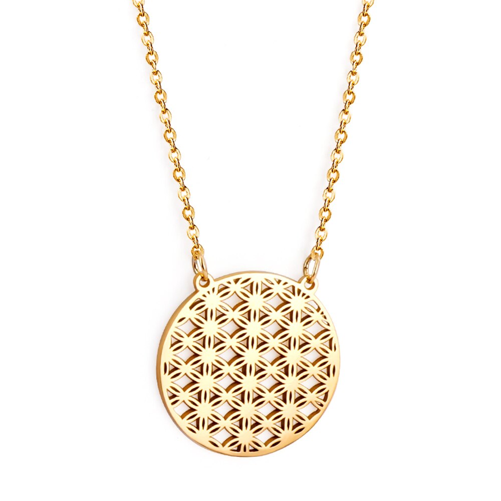 Wholesale Stainless Steel Chains Necklace for Women Girls Gold Color Round Lucky Star Pendant Collars Female Accessorie 2025 New