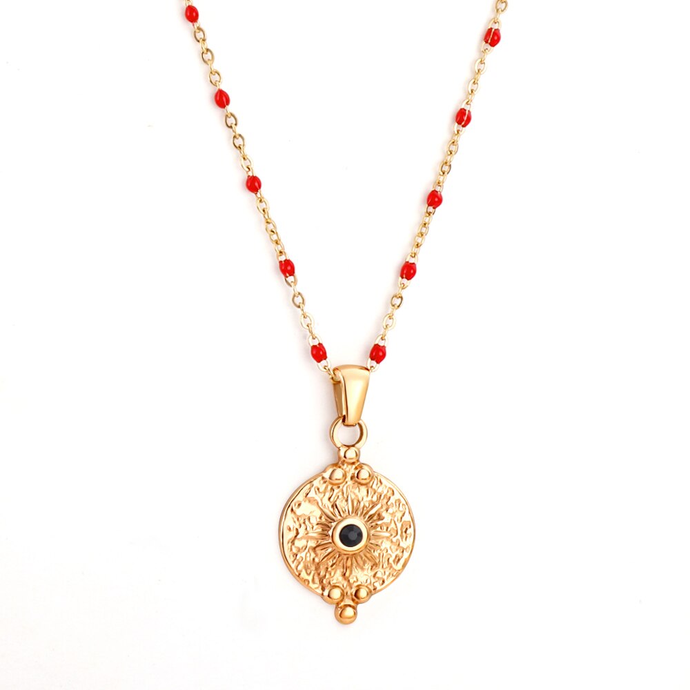 Wholesale Stainless Steel Chains Necklace for Women Girls Gold Color Round Lucky Star Pendant Collars Female Accessorie 2025 New