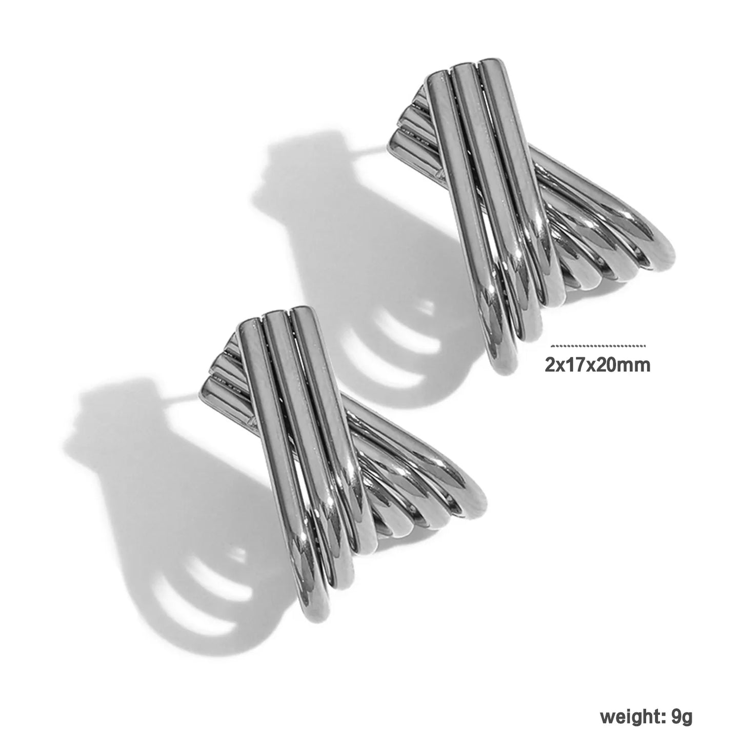 Multi-Strip Twisted Stud Earrings | 2x17x20mm Sculptural Design | High-Shine Finish | Wholesale Bulk (MOQ 12)