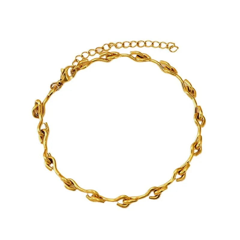 18K Gold Plated Organic Link Statement Anklet | 20+5cm Adjustable | 1.6x5mm Irregular Chain Design | Wholesale Bulk (MOQ 12)