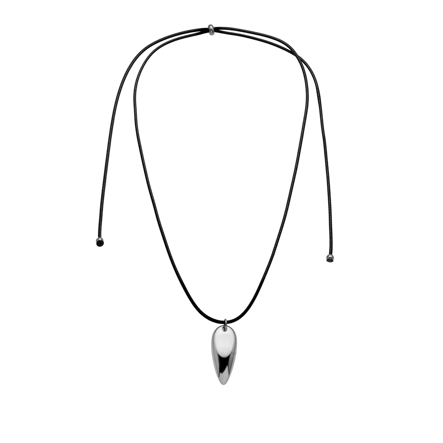 Wholesale Teardrop Pendant Leather Necklace (Gold/Silver) | 90cm Adjustable Cord | 15x35mm Sculpted Drop | MOQ 12