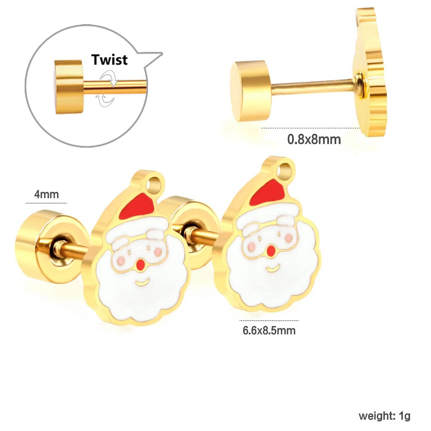 🎅 Wholesale Christmas Spiral Earrings | Santa/Tree/Snowflake Designs | Gold Plated Stainless Steel Hoops | Holiday Party Jewelry