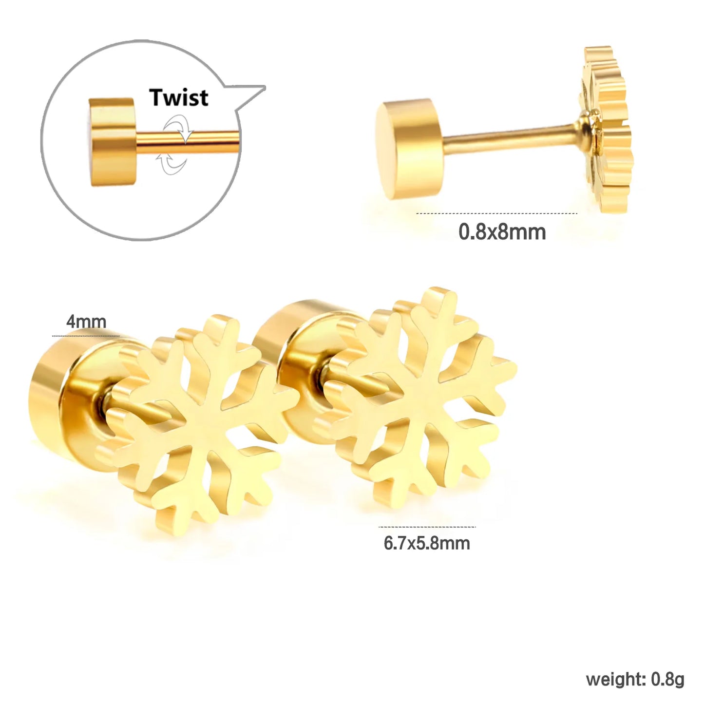 🎅 Wholesale Christmas Spiral Earrings | Santa/Tree/Snowflake Designs | Gold Plated Stainless Steel Hoops | Holiday Party Jewelry