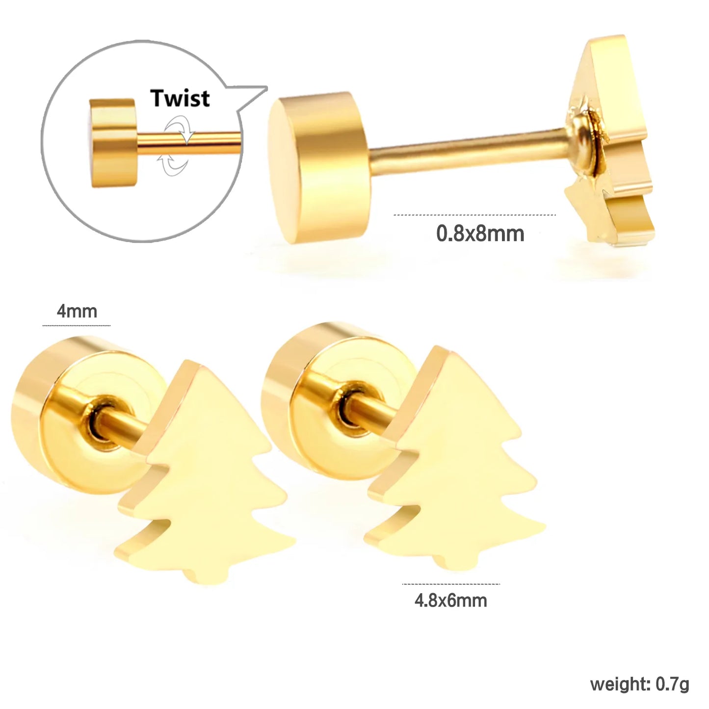 🎅 Wholesale Christmas Spiral Earrings | Santa/Tree/Snowflake Designs | Gold Plated Stainless Steel Hoops | Holiday Party Jewelry