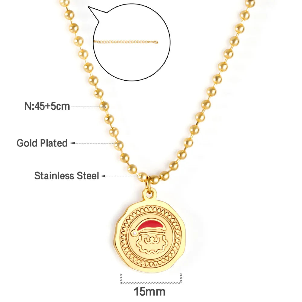🎁 Wholesale Christmas Charm Necklace | Santa/Tree/Star/Snowflake Pendants | Gold or Rose Gold Plated Stainless Steel Chain | Holiday Gift Jewelry