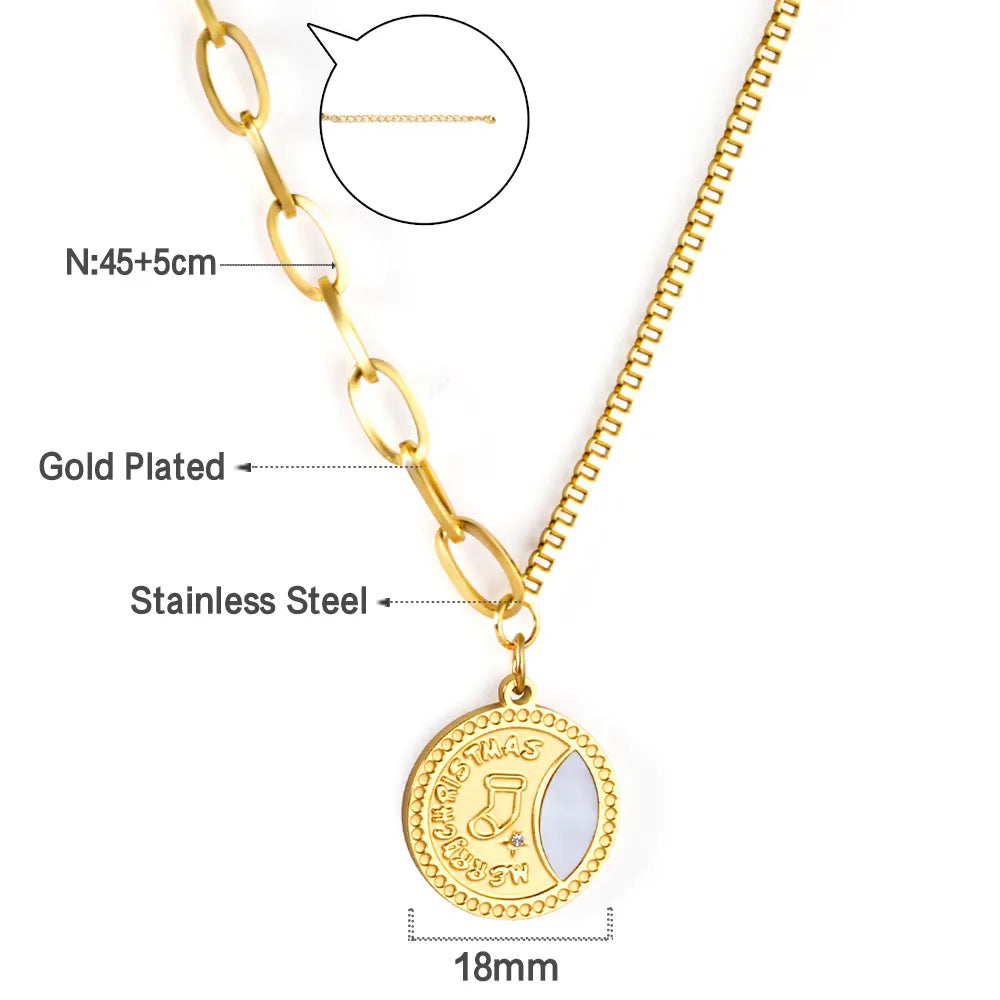 🎁 Wholesale Christmas Charm Necklace | Santa/Tree/Star/Snowflake Pendants | Gold or Rose Gold Plated Stainless Steel Chain | Holiday Gift Jewelry