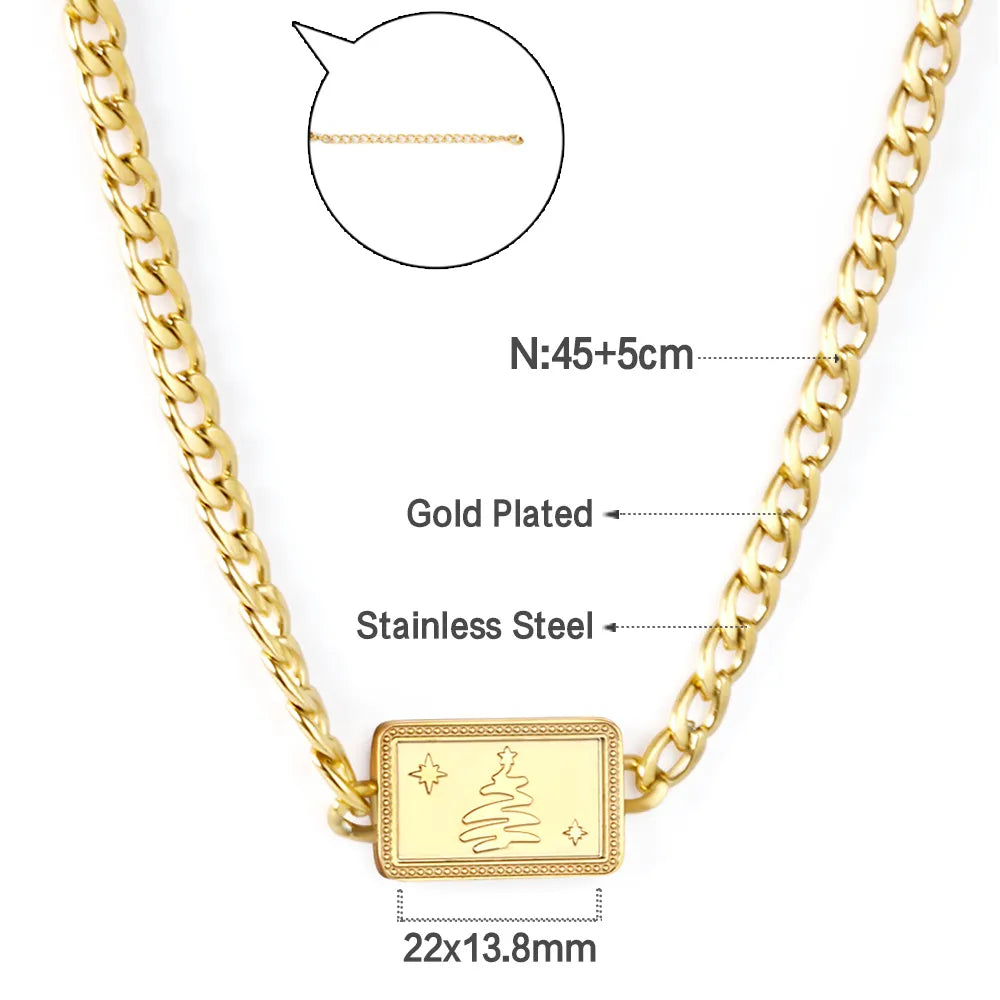 🎁 Wholesale Christmas Charm Necklace | Santa/Tree/Star/Snowflake Pendants | Gold or Rose Gold Plated Stainless Steel Chain | Holiday Gift Jewelry