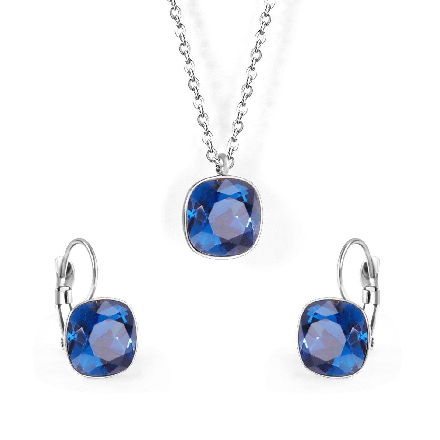 Bridal Jewelry Sets Trendy Style Geomtry Multi-colorful CZ Pendant Necklace Earrings Sets Brinco Party Wholesale