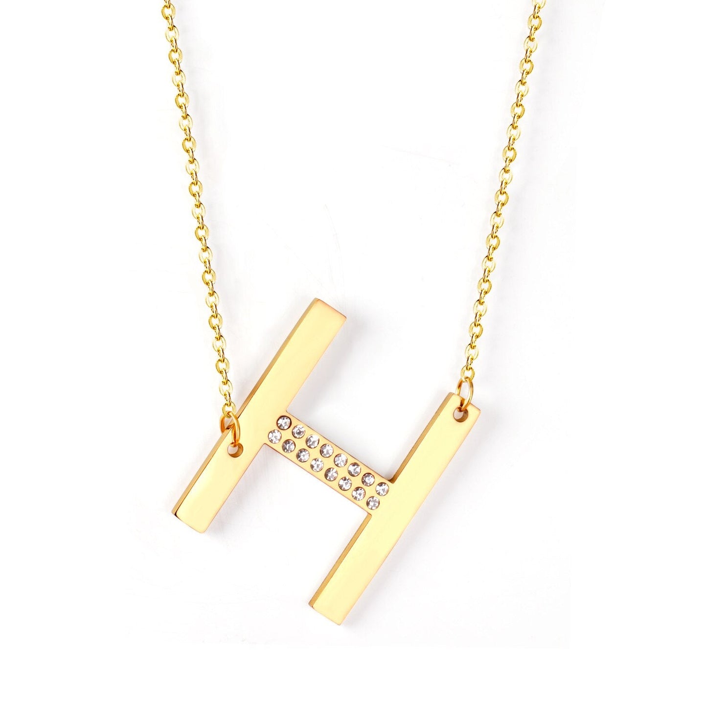 Stainless Steel Zircon Pendants Necklaces Gold Color Letter Necklace Chains Accessories Collars Choker Wholesale