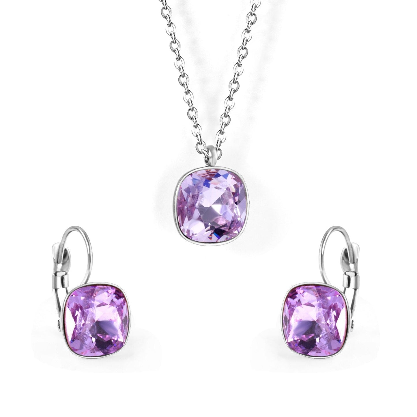 Bridal Jewelry Sets Trendy Style Geomtry Multi-colorful CZ Pendant Necklace Earrings Sets Brinco Party Wholesale
