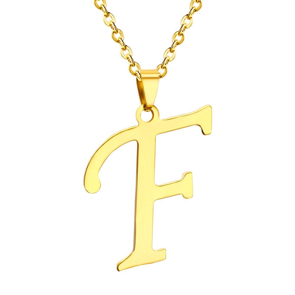 ASON Initial 26 Letters A-Z Gold Color Stainless Steel Modern Chain Choker Pendant Necklaces For Women Fashion Jewelry