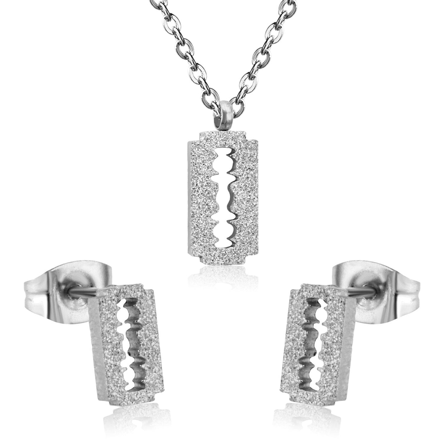 Fashion Frost Gold Pendant Necklace Set for Women Stainless Steel Jewellry Sets Wedding Necklace Set parures bijoux