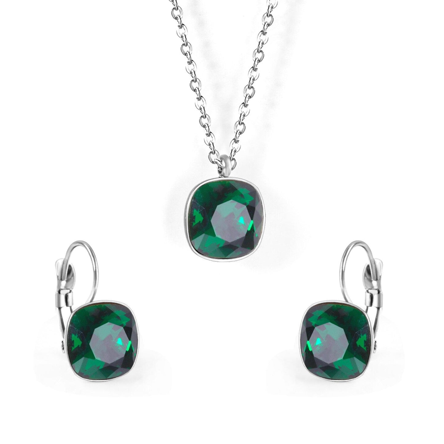 Bridal Jewelry Sets Trendy Style Geomtry Multi-colorful CZ Pendant Necklace Earrings Sets Brinco Party Wholesale