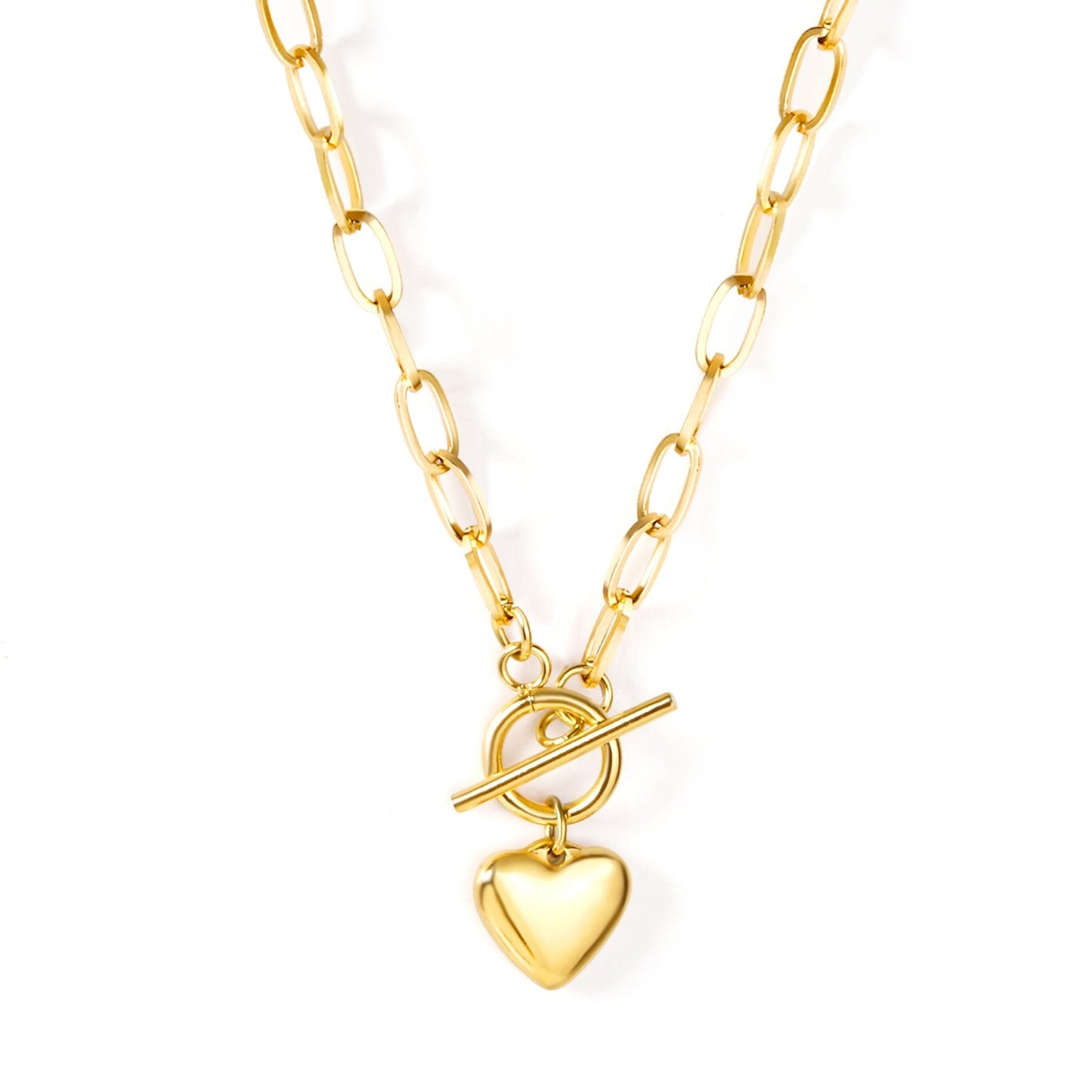 Wholesale Heart Pendant 316L Stainless Steel Link Chain Necklace For Women Choker Collar Accessories Christmas Party Gift
