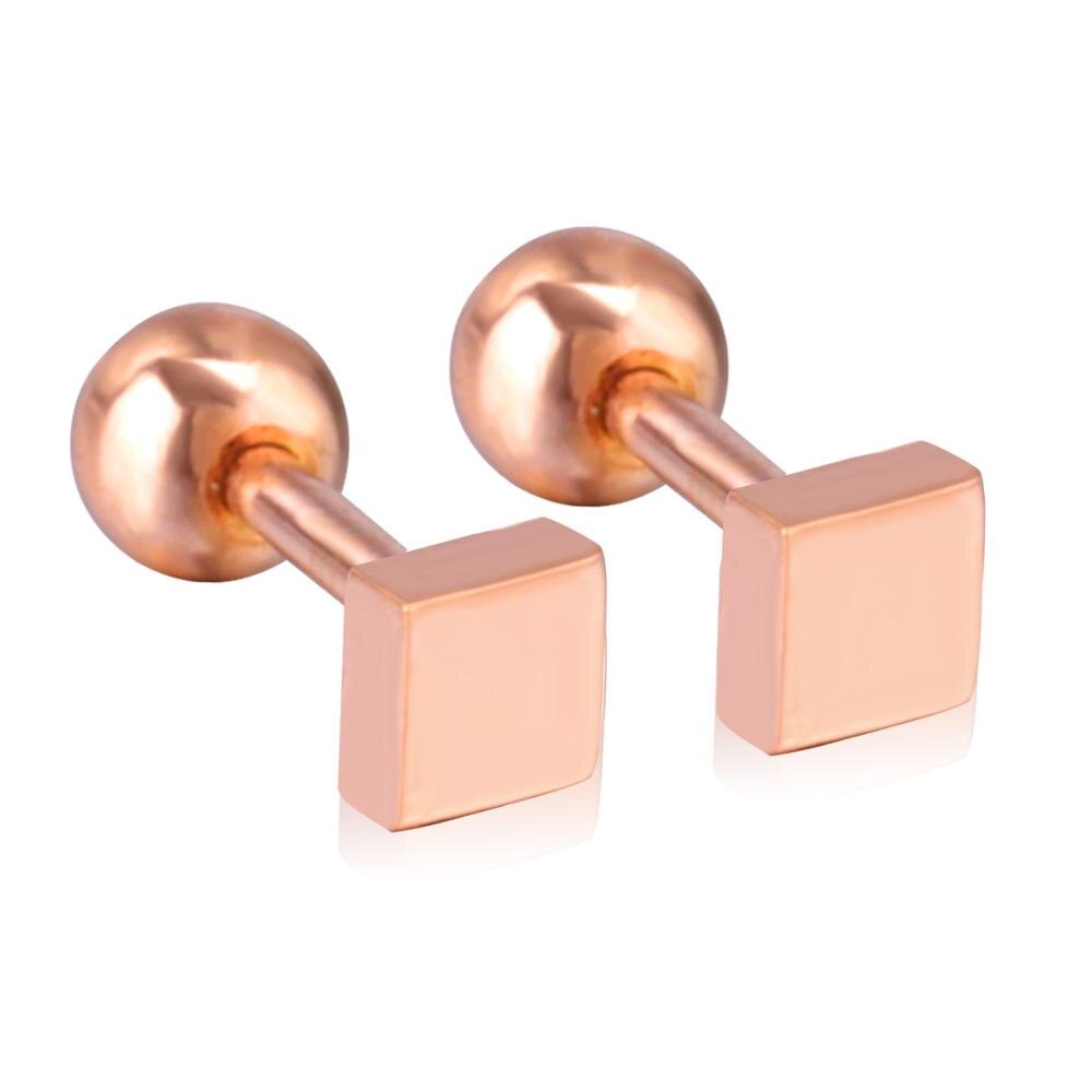 ASON Rose Gold/Black Stud Earrings Geometric Stainless Steel Women Earrings Jewelry Gift Accessories,Triangle/Circle/Square