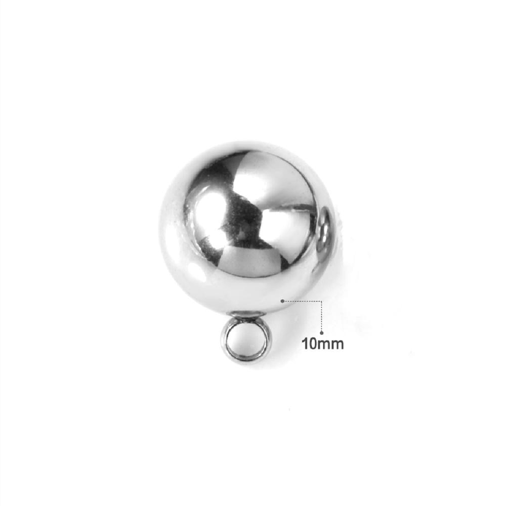 ASON 100pcs 8mm 10mm Stainless Steel Ball with Ring Jewelry Finding Pendant Charm Steel Beads for DIY Jewelry Making