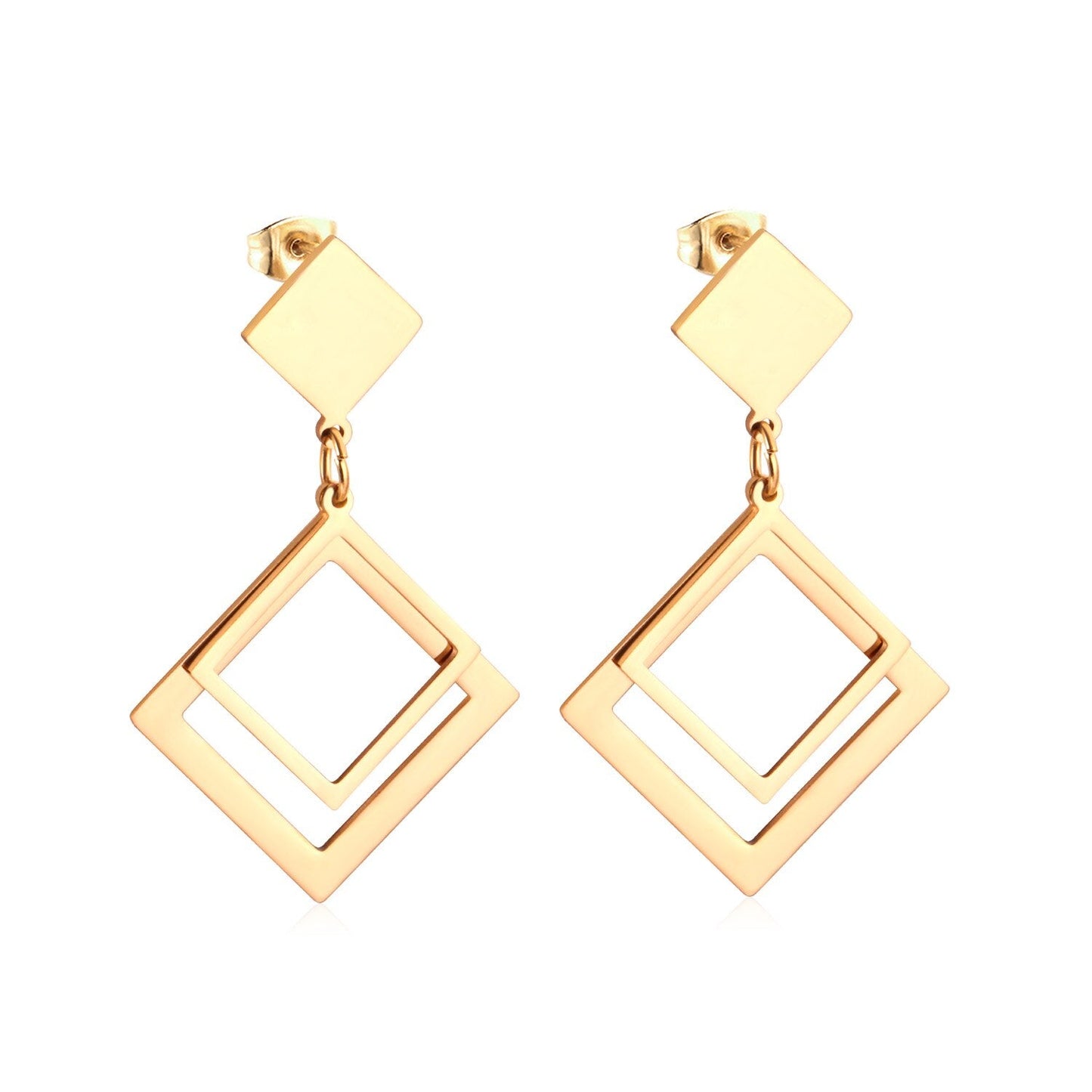 Brinco Jewelry Korean Square Triangle Drop Earring 2020 Set Stainless Steel Dangle Christmas Earrings Set For Women