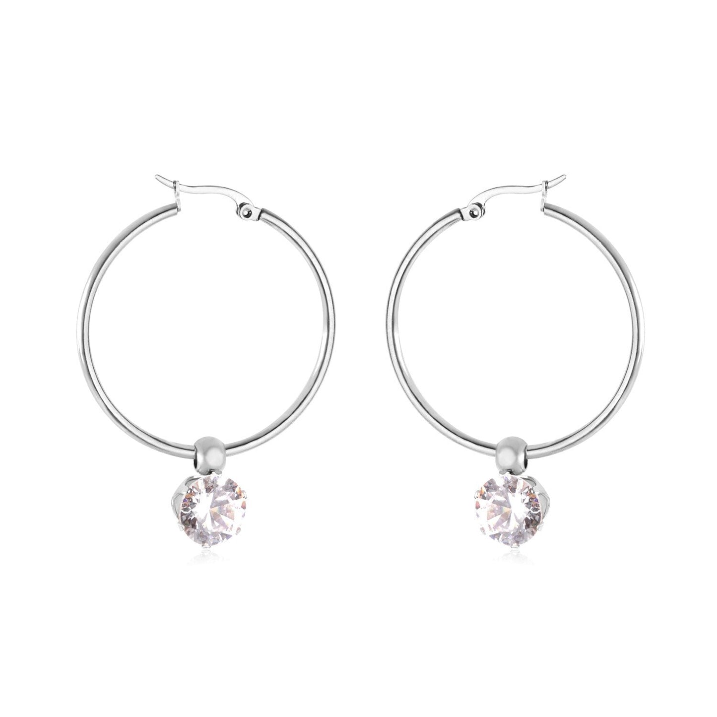 Stainless Steel 2020 Hoop Zircon Earrings Circle Hoop Korean Earring Set For Women Fashion Jewelry aretes de mujer