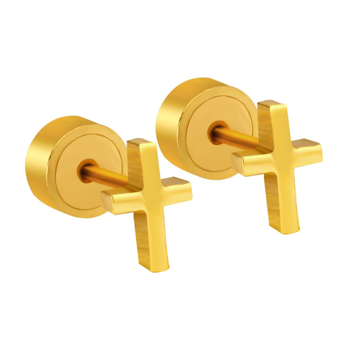 ASON Gold Color Cross Earring Fashion Jewelry for Women Men Stainless Steel Priecing Stud Earring Christmas Gift Party