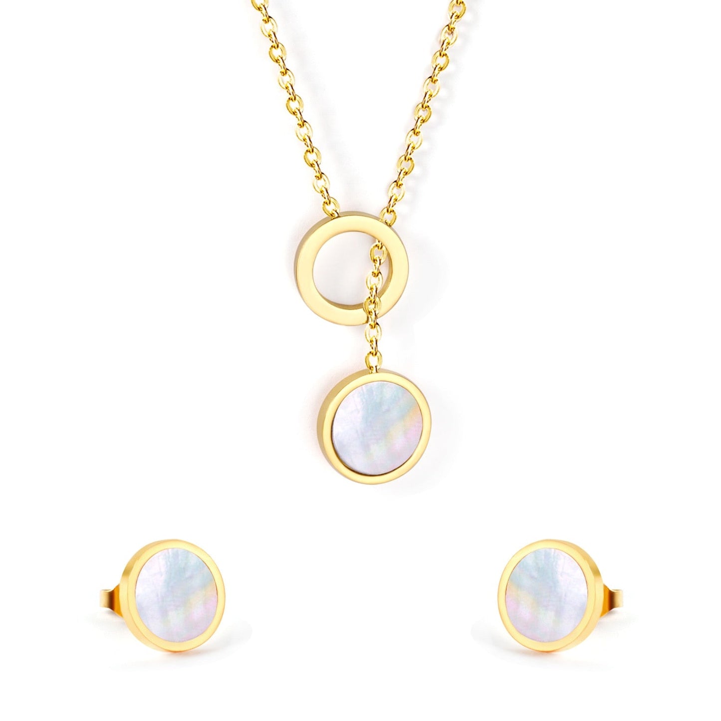 New Arrival Stainless Steel Gold/Silver Color Necklaces Earrings Sets Necklace For Women Party Jewellry Accessories