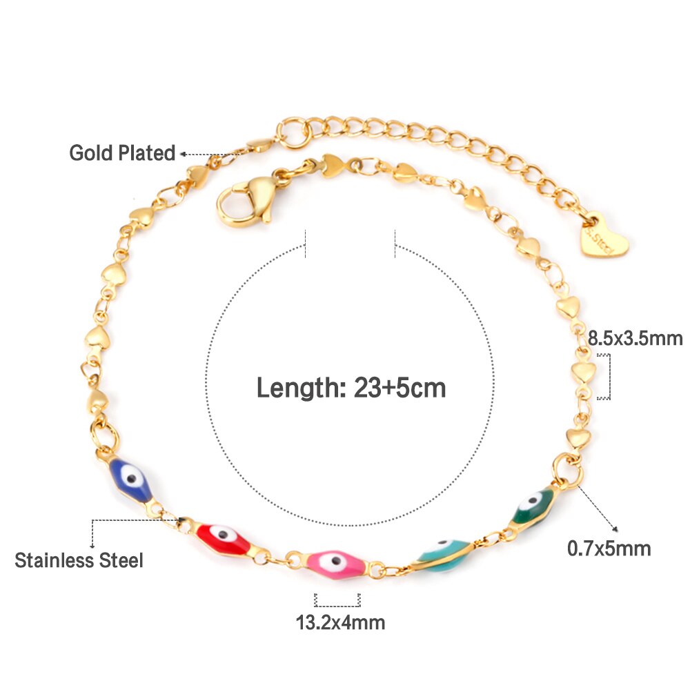 ASON Trendy Evil Eyes Charm Anklet 316L Stainless Steel Gold Color Foot Chain for Women Beach Jewelry Fashion Jewelry Gift